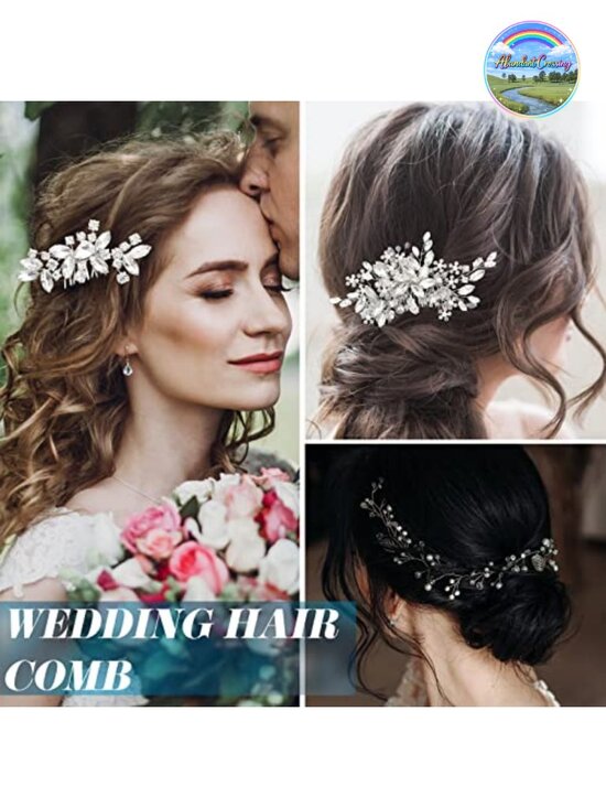 44pcs Faux Pearl Crystal Hair Comb Clips U-shaped Rhinestone Silver Bridal Hair